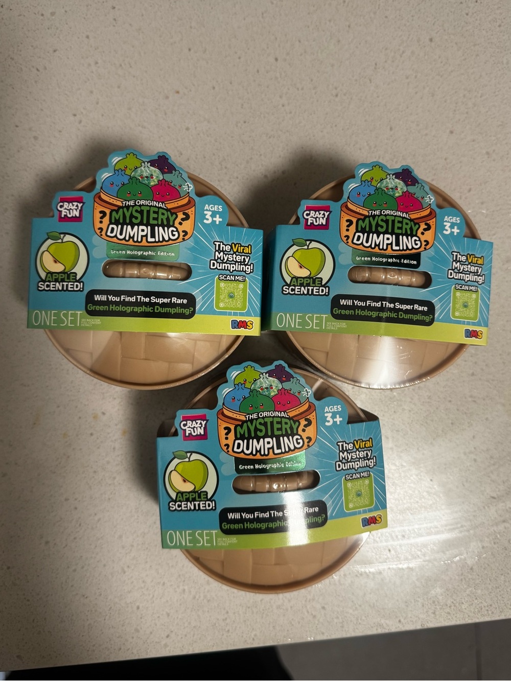 3 RMS Green Holographic Mystery Squishy The Viral Mystery Dumpling BRAND